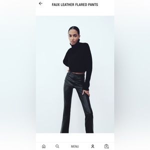 NWT Zara faux leather flare pants